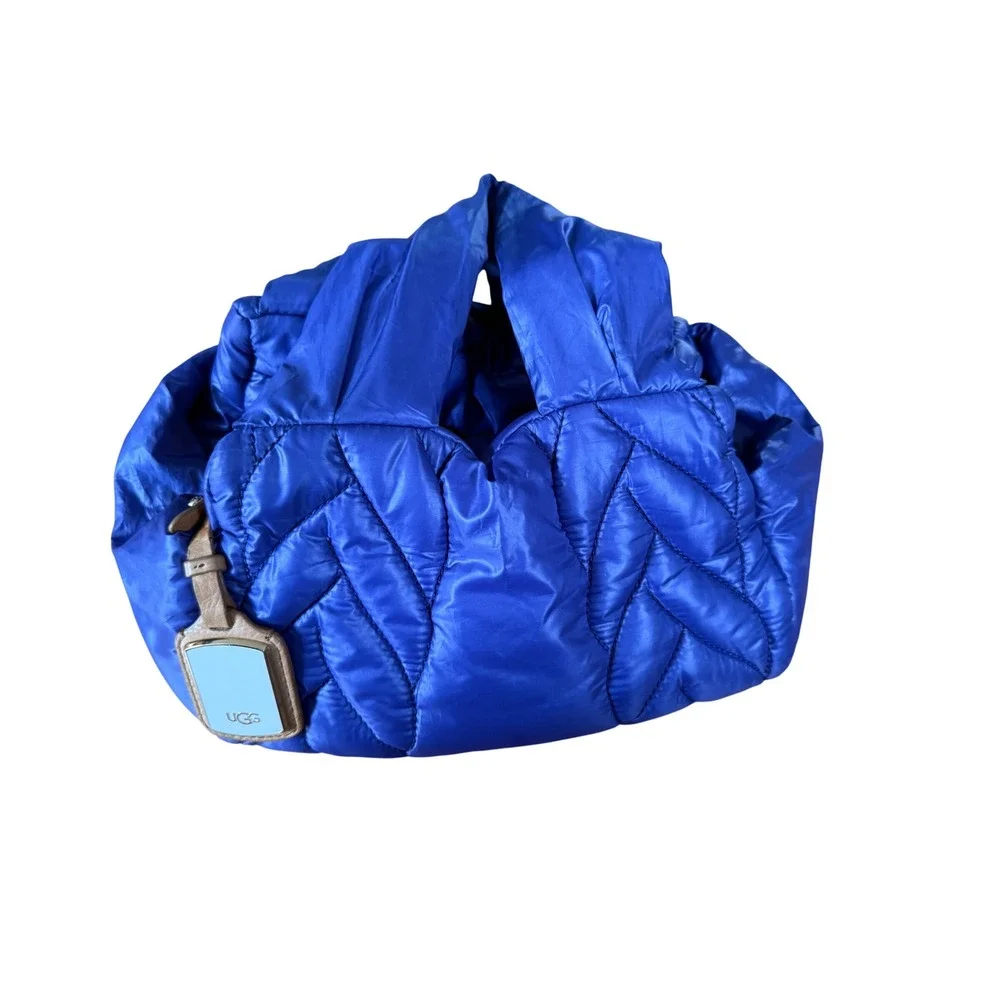 UGG Australia Puffer Tote Bag purple Quilted Nylon Zip Top Handbag